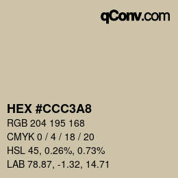 カラーコード: HEX #CCC3A8 | qconv.com