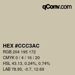 カラーコード: HEX #CCC3AC | qconv.com