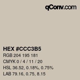 カラーコード: HEX #CCC3B5 | qconv.com