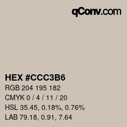 Color code: HEX #CCC3B6 | qconv.com