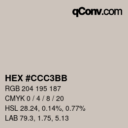 Color code: HEX #CCC3BB | qconv.com