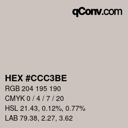 Color code: HEX #CCC3BE | qconv.com