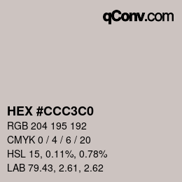 カラーコード: HEX #CCC3C0 | qconv.com