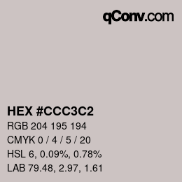 Color code: HEX #CCC3C2 | qconv.com