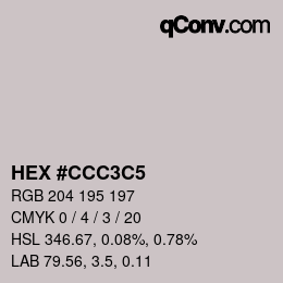 Color code: HEX #CCC3C5 | qconv.com