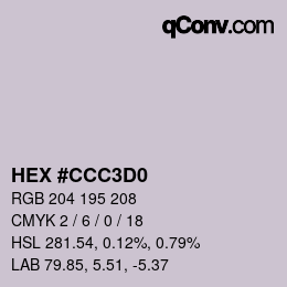 カラーコード: HEX #CCC3D0 | qconv.com
