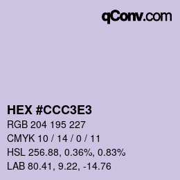 カラーコード: HEX #CCC3E3 | qconv.com
