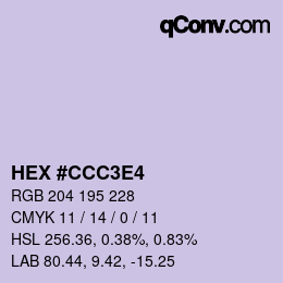 カラーコード: HEX #CCC3E4 | qconv.com