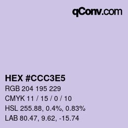 Color code: HEX #CCC3E5 | qconv.com