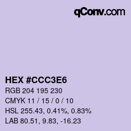 Color code: HEX #CCC3E6 | qconv.com