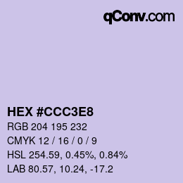 Color code: HEX #CCC3E8 | qconv.com