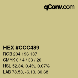 Color code: HEX #CCC489 | qconv.com