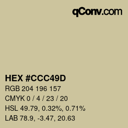 Color code: HEX #CCC49D | qconv.com