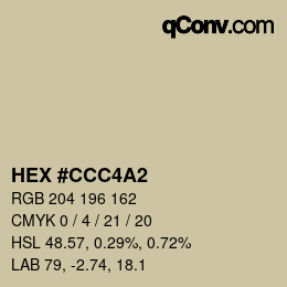 颜色代码: HEX #CCC4A2 | qconv.com