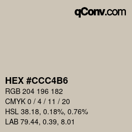 Color code: HEX #CCC4B6 | qconv.com