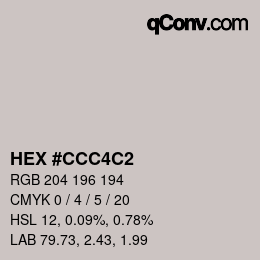 Código de color: HEX #CCC4C2 | qconv.com