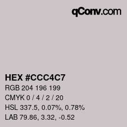 カラーコード: HEX #CCC4C7 | qconv.com