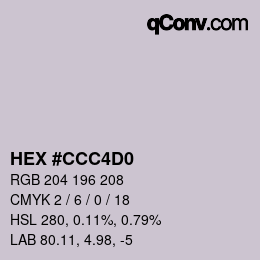 Farbcode: HEX #CCC4D0 | qconv.com