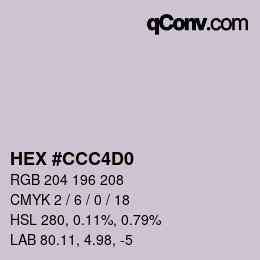 カラーコード: HEX #CCC4D0 | qconv.com