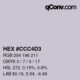 Farbcode: HEX #CCC4D3 | qconv.com