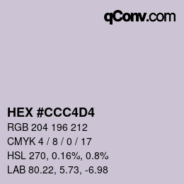 颜色代码: HEX #CCC4D4 | qconv.com