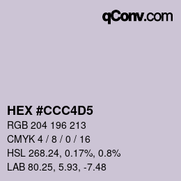 颜色代码: HEX #CCC4D5 | qconv.com