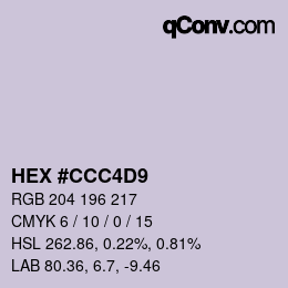 Color code: HEX #CCC4D9 | qconv.com