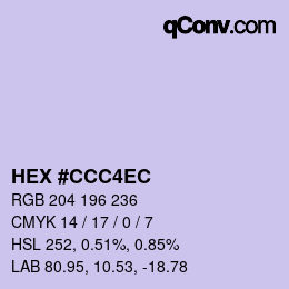 Color code: HEX #CCC4EC | qconv.com