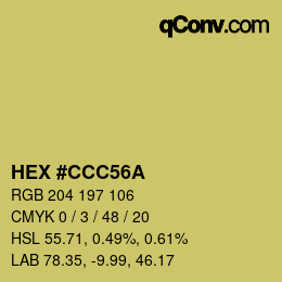 カラーコード: HEX #CCC56A | qconv.com