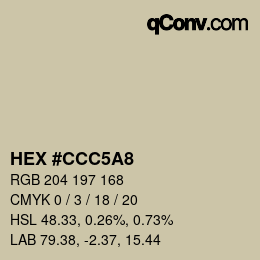 Color code: HEX #CCC5A8 | qconv.com