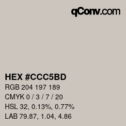 カラーコード: HEX #CCC5BD | qconv.com