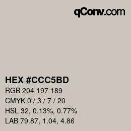 カラーコード: HEX #CCC5BD | qconv.com