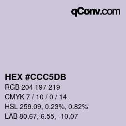 Color code: HEX #CCC5DB | qconv.com