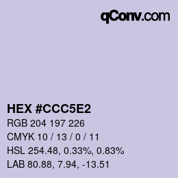 Farbcode: HEX #CCC5E2 | qconv.com