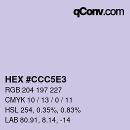Color code: HEX #CCC5E3 | qconv.com