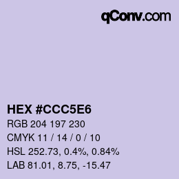 Farbcode: HEX #CCC5E6 | qconv.com
