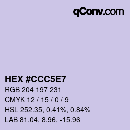 カラーコード: HEX #CCC5E7 | qconv.com