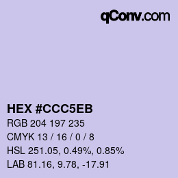 Color code: HEX #CCC5EB | qconv.com