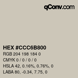 カラーコード: HEX #CCC6B800 | qconv.com