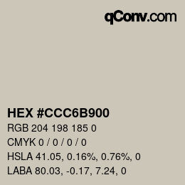 Farbcode: HEX #CCC6B900 | qconv.com