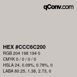Color code: HEX #CCC6C200 | qconv.com