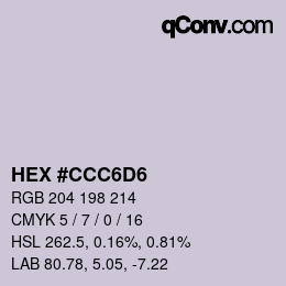 カラーコード: HEX #CCC6D6 | qconv.com
