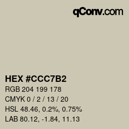 Color code: HEX #CCC7B2 | qconv.com