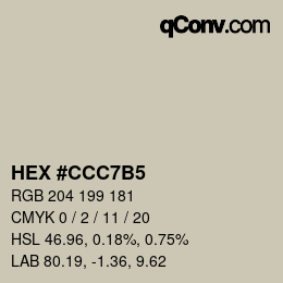 カラーコード: HEX #CCC7B5 | qconv.com