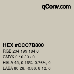 颜色代码: HEX #CCC7B800 | qconv.com