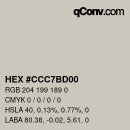 Color code: HEX #CCC7BD00 | qconv.com