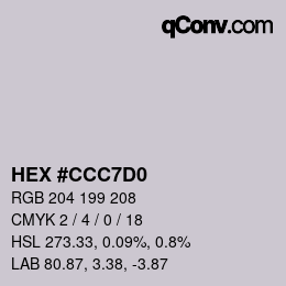 カラーコード: HEX #CCC7D0 | qconv.com