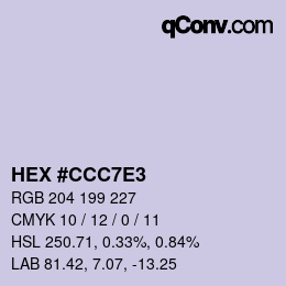 Color code: HEX #CCC7E3 | qconv.com