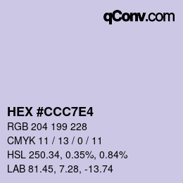 Farbcode: HEX #CCC7E4 | qconv.com