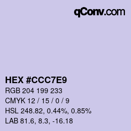Código de color: HEX #CCC7E9 | qconv.com